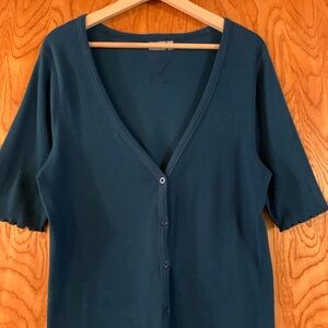 Deep Teal Women's Knit Button-Up Top